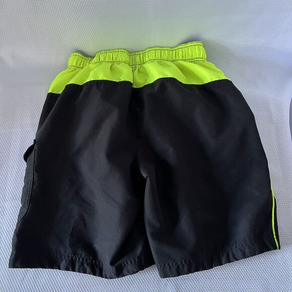 Speedo Swim Trunks Mens Small Black Green Board Shorts Pockets Mesh Briefs - Picture 5 of 5